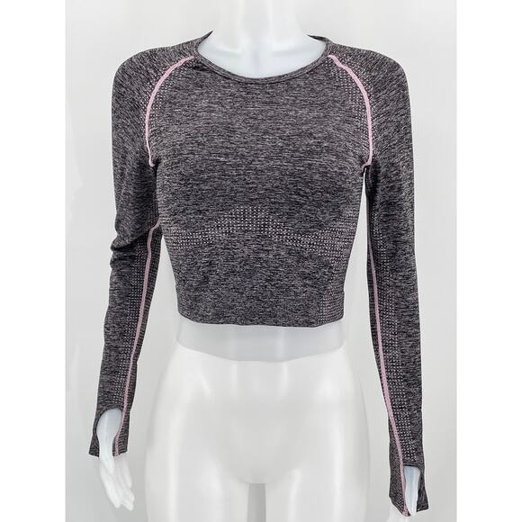Victoria Secret  PINK Seamless Thumbhole Crop Athletic Wear Top M - Picture 1 of 5